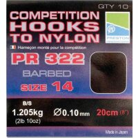 Preston Competition Hooks To Nylon PR322 Gr. 20