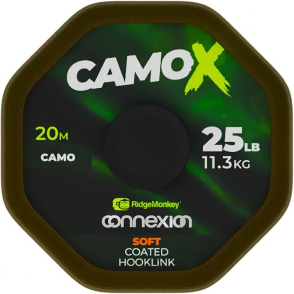 Ridge Monkey Connexion CamoX Soft Coated Hooklink 25lb 20m