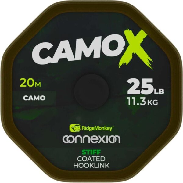 Ridge Monkey Connexion CamoX Stiff Coated Hooklink 25lb 20m